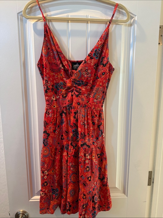Angie Dresses & Skirts - Reddish Orange Floral Paisley Sundress with Twist Front